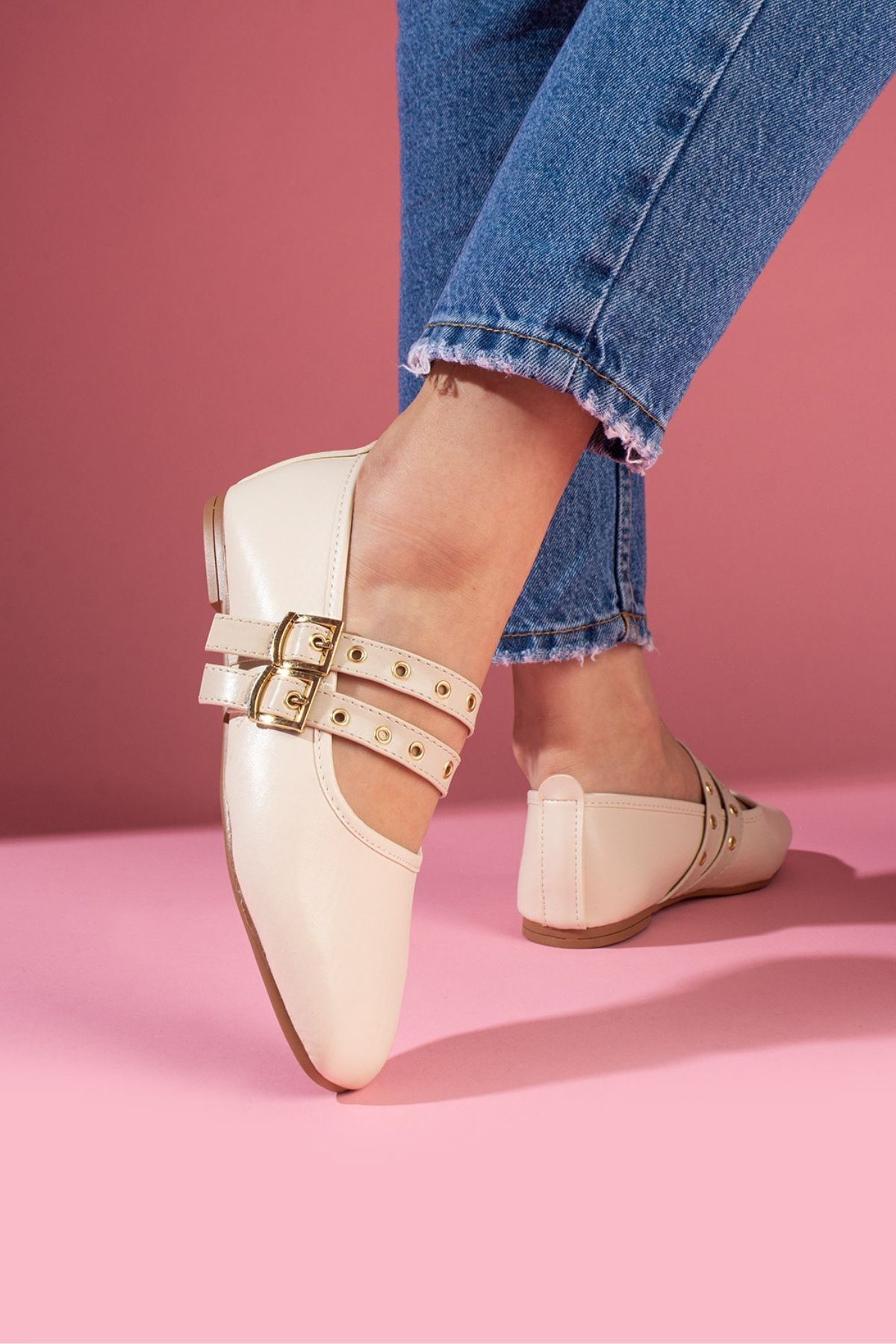 Rovigo Bej Cilt Gold Tokalı Çift Bant Babet