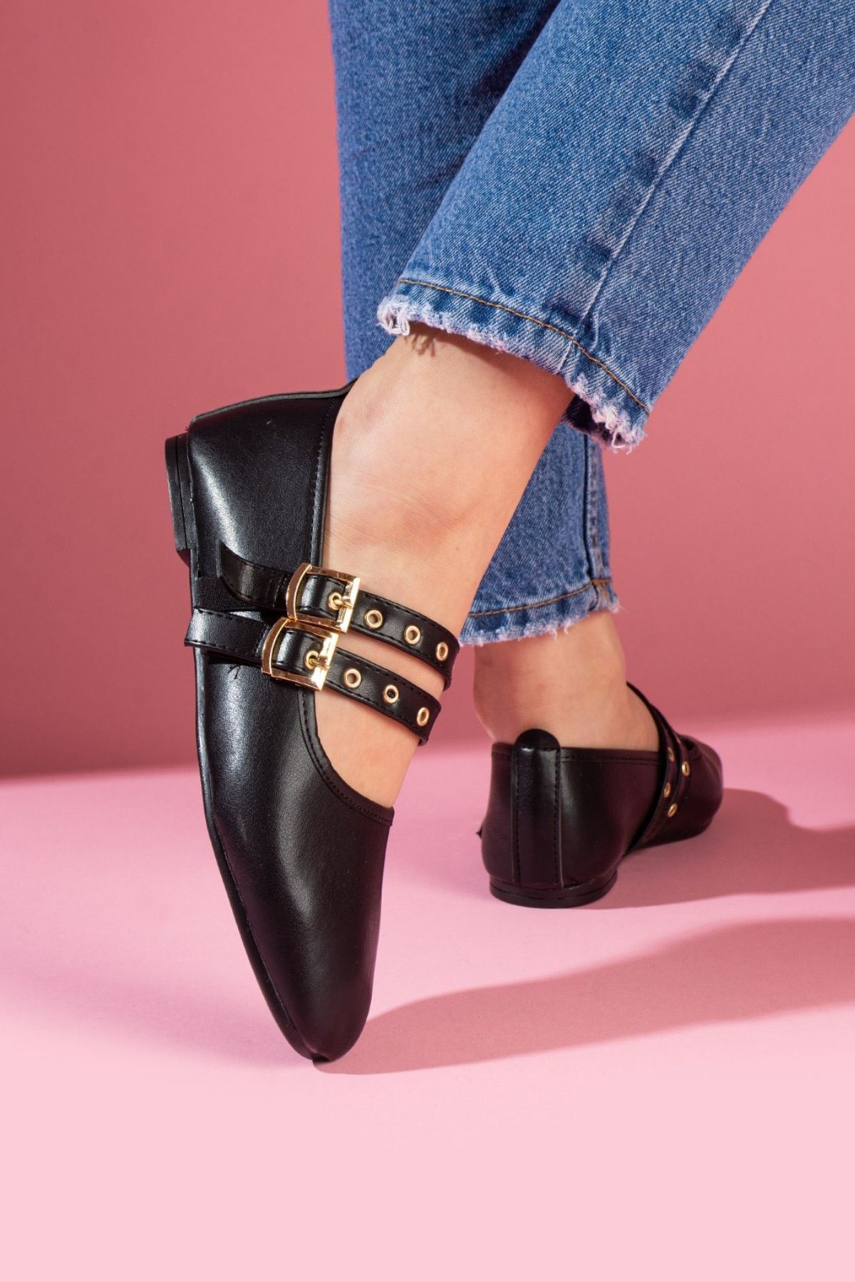 Rovigo Siyah Cilt Gold Tokalı Çift Bant Babet