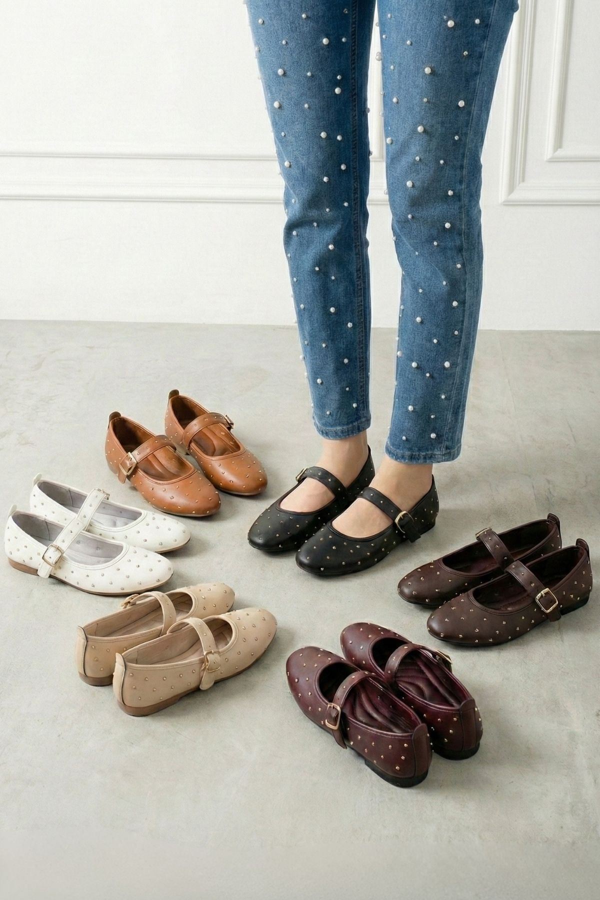 Kroma Siyah Cilt Metal Mini Troklu Kemerli Premium Babet