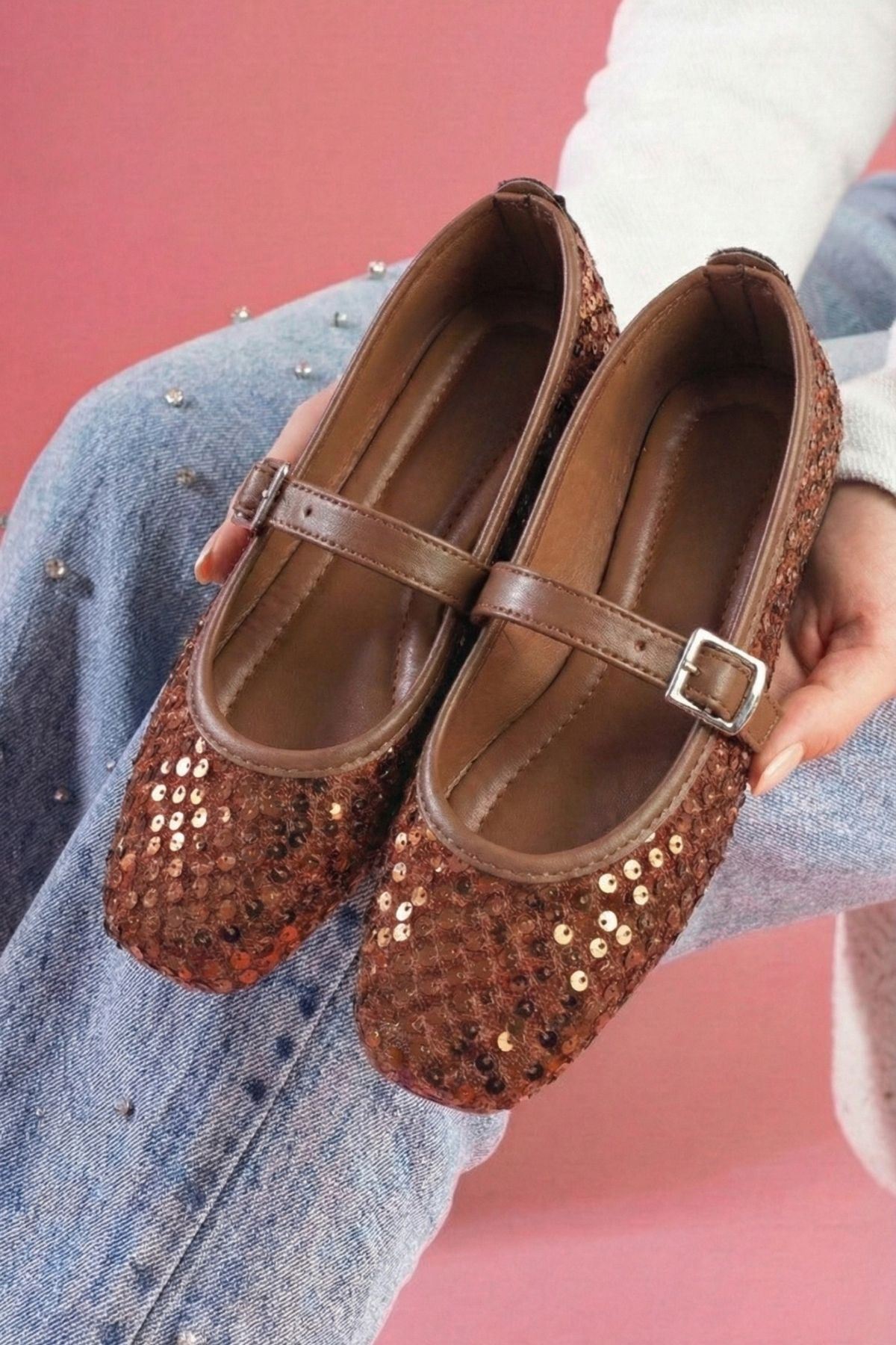 Solaro Taba Pullu Payetli Nikel Tokalı Tek Bant Babet