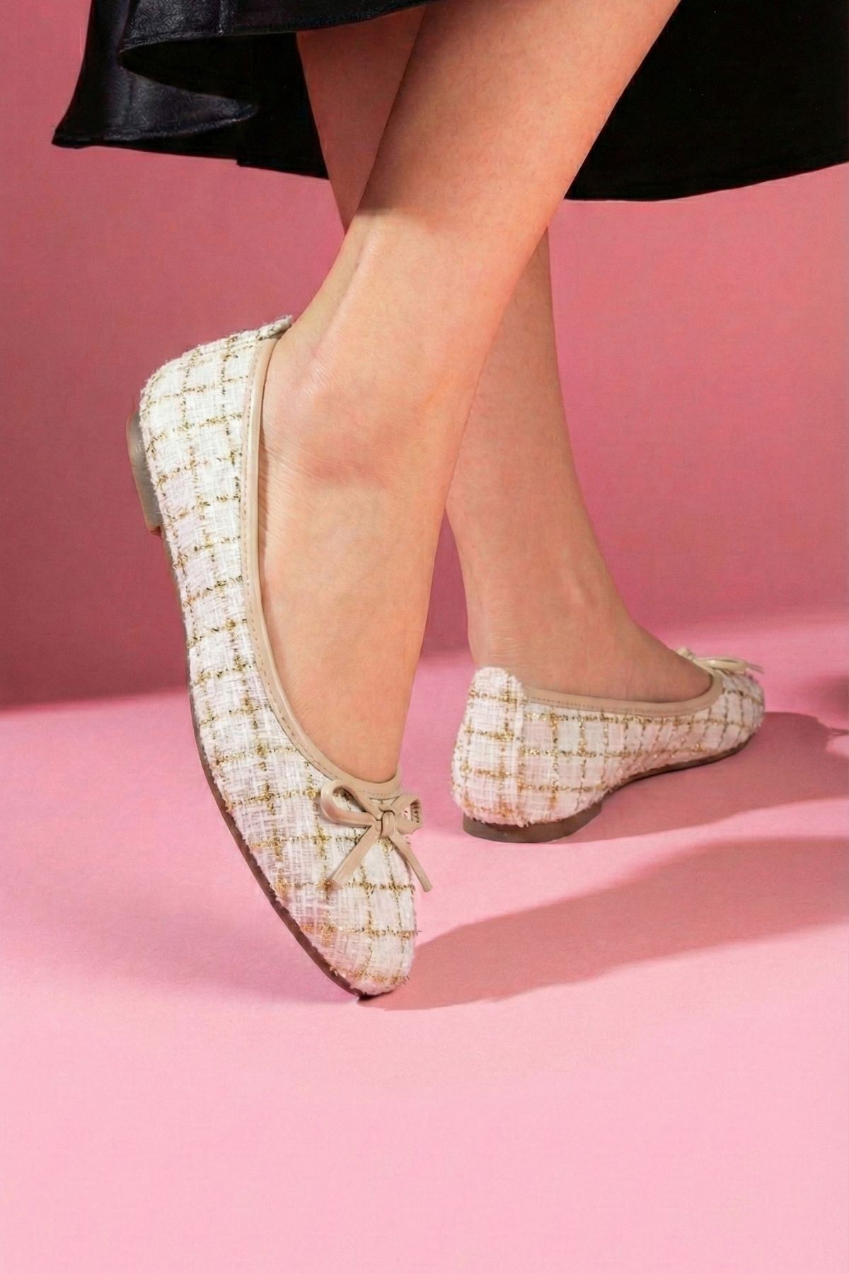 Lavinia Bej Simli Kumaş Mini Fiyonklu Babet