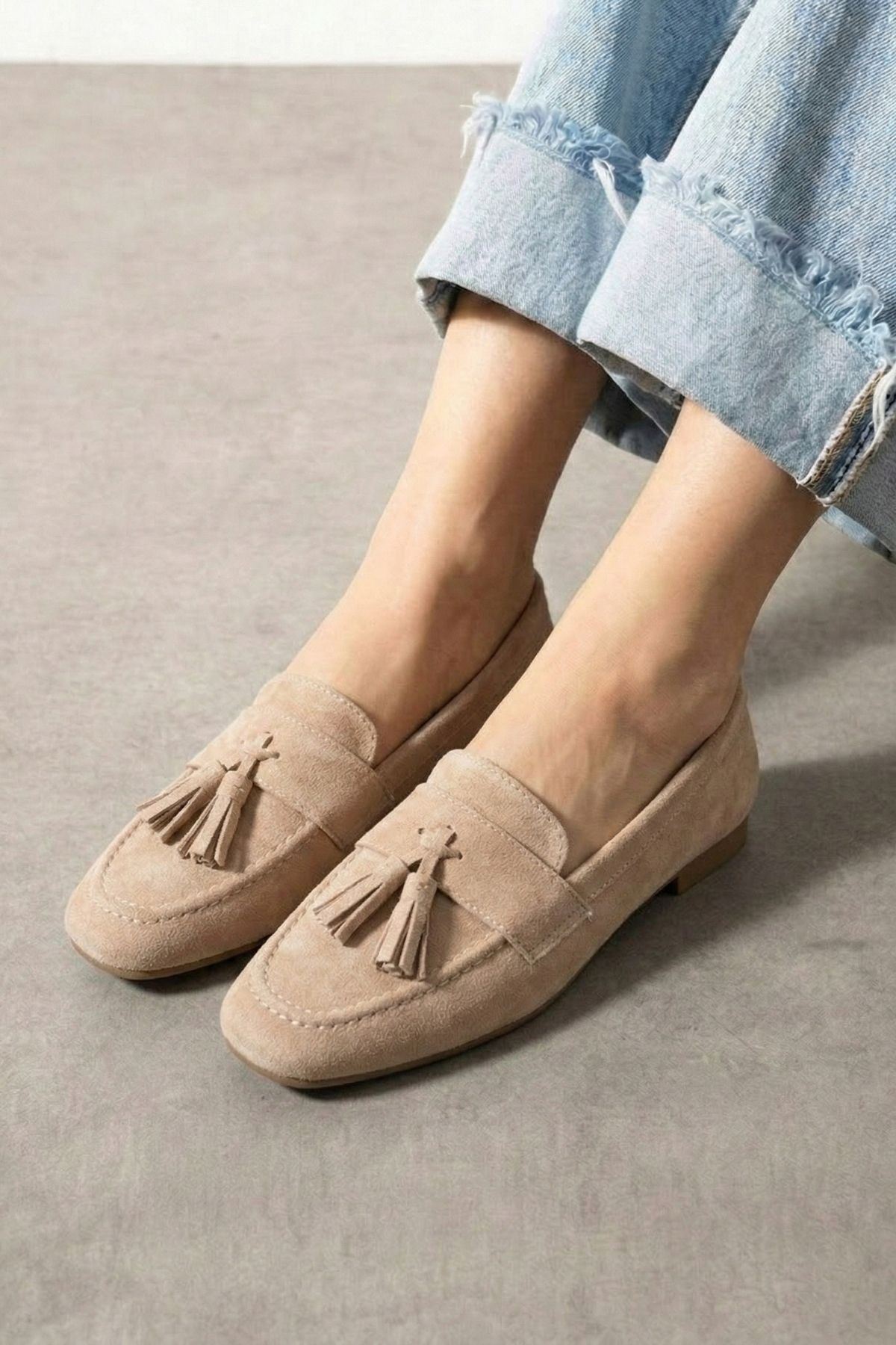 Savona Vizon Süet Püskül Detaylı Loafer Babet Günlük Ayakkabı