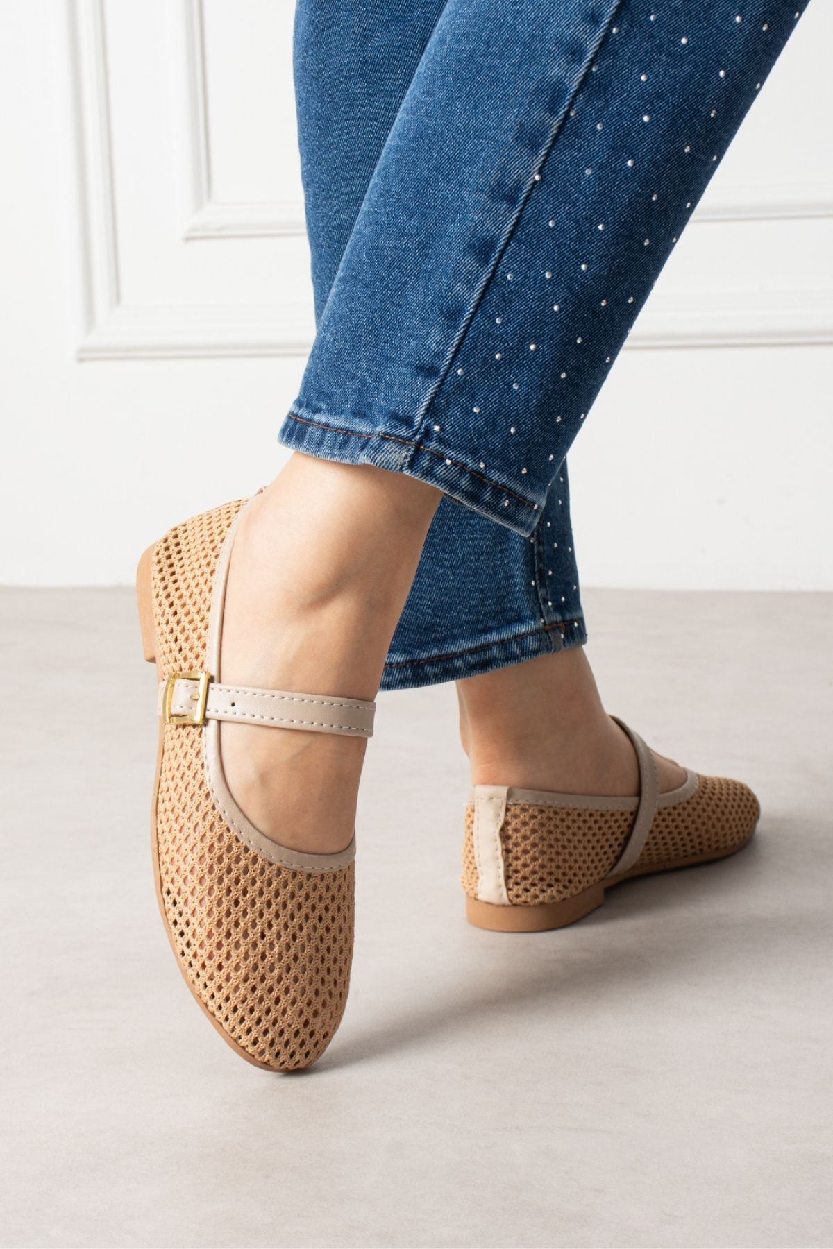 Avila Vizon Fileli Gold Tokalı Kemer Bantlı Babet