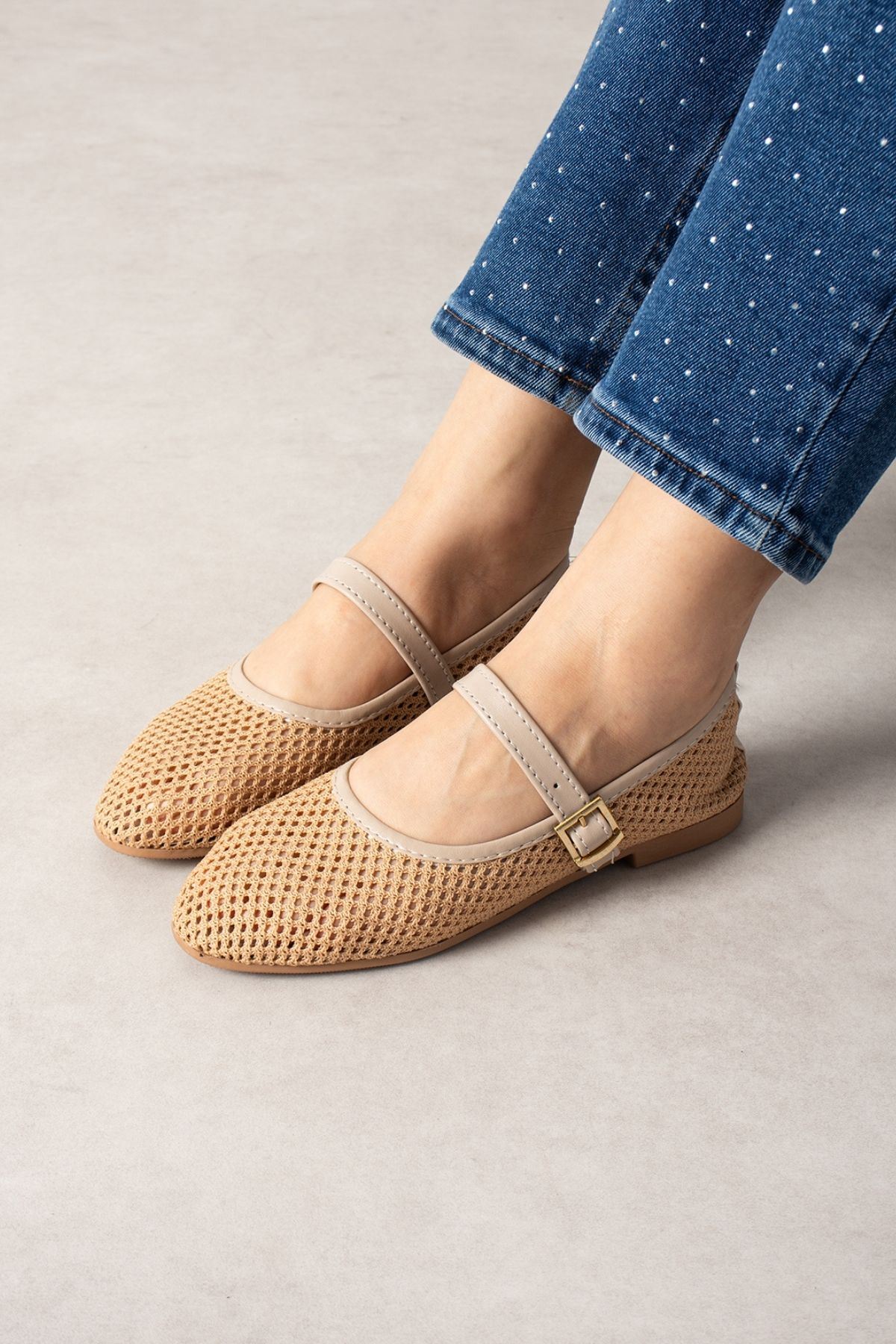 Avila Vizon Fileli Gold Tokalı Kemer Bantlı Babet