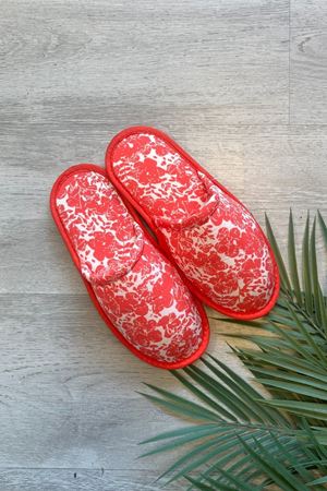 Alice Kırmızı Ebruli Desenli Ev Terliği 