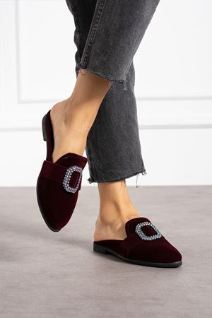 Spector Bordo   Kare Tokalı Önü Kapalı Elegant  Ev Terliği  