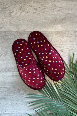 Alice Bordo Çok Renkli Puantiyeli Desenli Ev Terliği