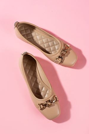 Kedja Vizon Cilt Zincir Aksesuarlı Babet