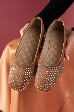 Lovin Taba Süet Full Şeffaf Taş İşlemeli Soft Babet 