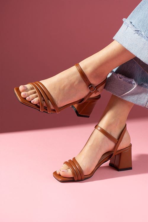 Sandra   Taba  Bilekten Kemerli  Topuklu Sandalet   