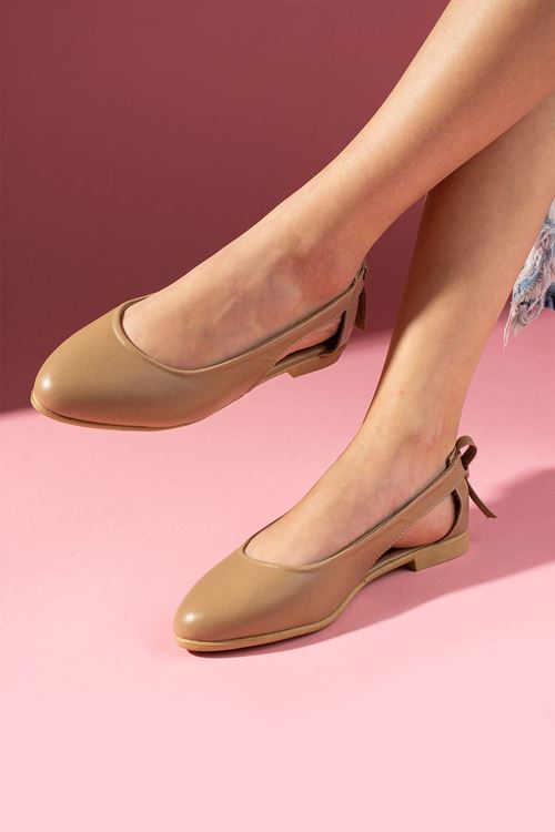 Sibon Vizon Cilt  Yanı Açık Arkası Fiyonk Detaylı Babet