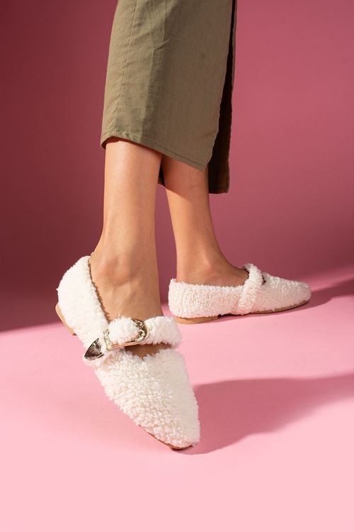 Olisse Beyaz Havlu Dokulu Western Tokalı Kemerli Ev Babeti