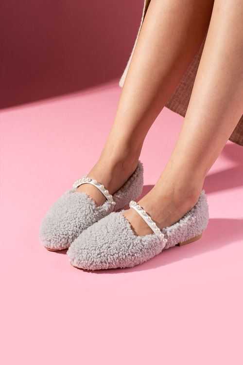 Averis Gri Havlu Dokulu İnci Kemerli Ev Babeti