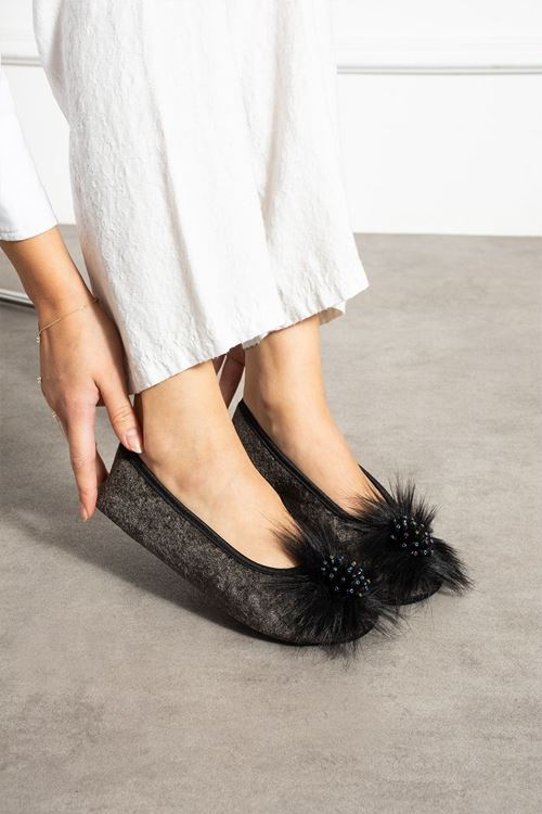 Piky Antrasit Pisi Pisi Patik Terlik Ev Babeti Kaymaz Ses Yapmaz Katlanır Taban