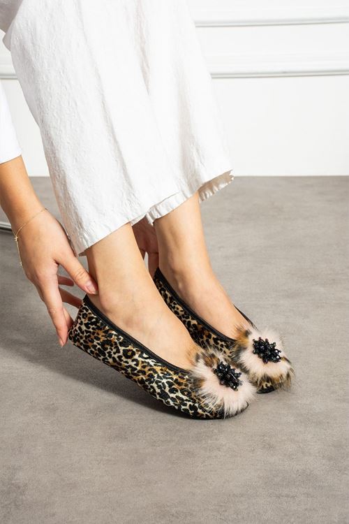 Piky Leopar Pisi Pisi Patik Terlik Ev Babeti Kaymaz Ses Yapmaz Katlanır Taban