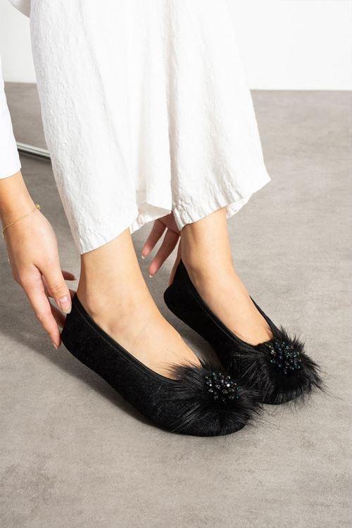 Piky Siyah Pisi Pisi Patik Terlik Ev Babeti Kaymaz Ses Yapmaz Katlanır Taban