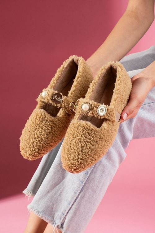 Valoria Vizon Havlu Dokulu İnci ve Mühür Aksesuarlı Kemerli Ev Babeti