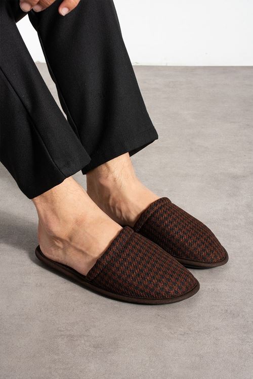 Florida Siyah Kırmızı İnce Çizgi Desenli Erkek Ev Terliği