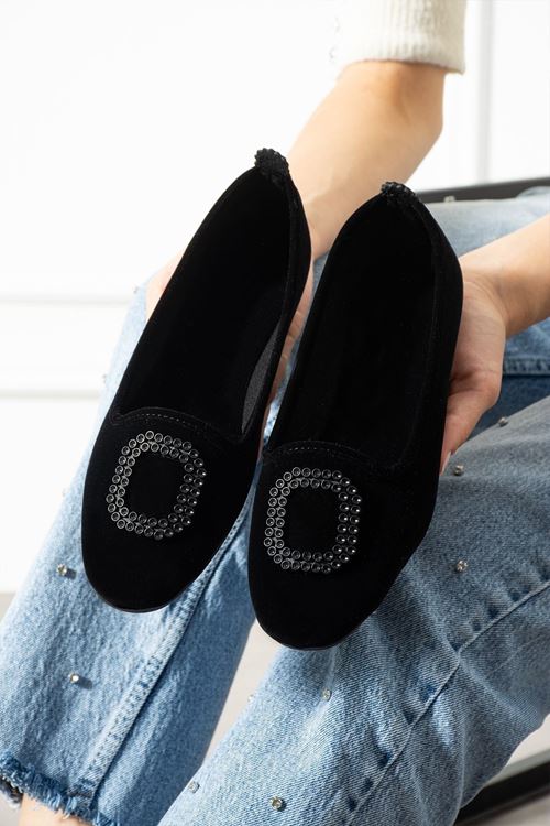 Orvia Siyah Tokalı Kadife Dokulu Elegant Nişan Çeyiz Bohça Misafir Ev Babeti