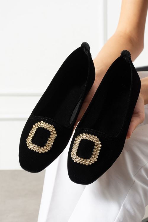 Orvia Siyah Gold Tokalı Kadife Dokulu Elegant Nişan Çeyiz Bohça Misafir Ev Babeti