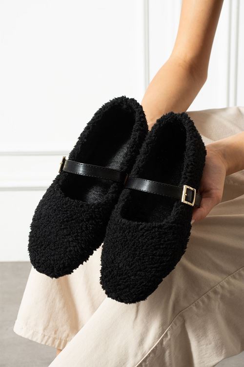 Luma Siyah Kemerli Gold Tokalı Havlu Dokulu Hafif Ev Babeti