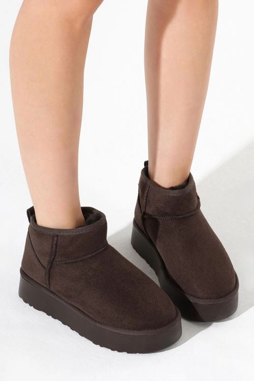 Ricardo Kahverengi Yüksek Tabanlı Kürklü Süet Kadın Bot