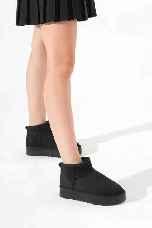 Ricardo Siyah Yüksek Tabanlı Kürklü Süet Kadın Bot