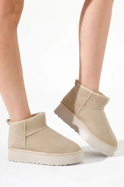 Ricardo Bej Yüksek Tabanlı Kürklü Süet Kadın Bot