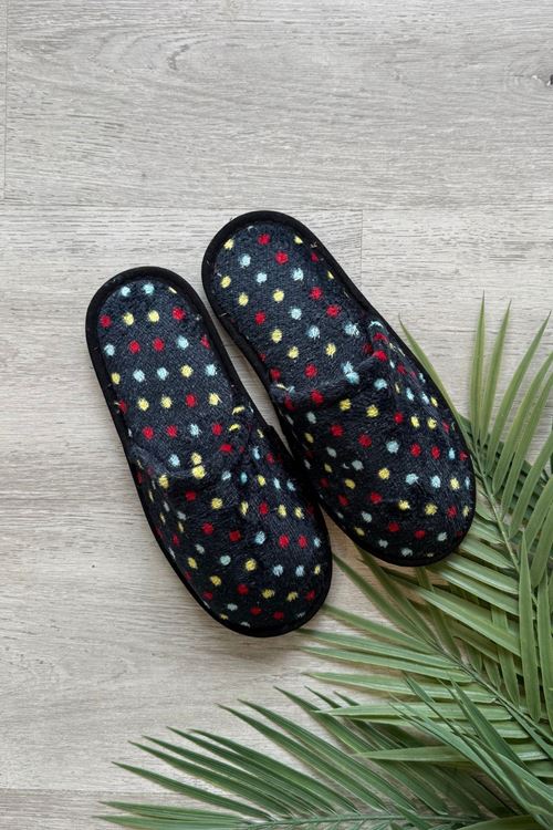 Alice Siyah Renkli Puantiye Desenli Ev Terliği