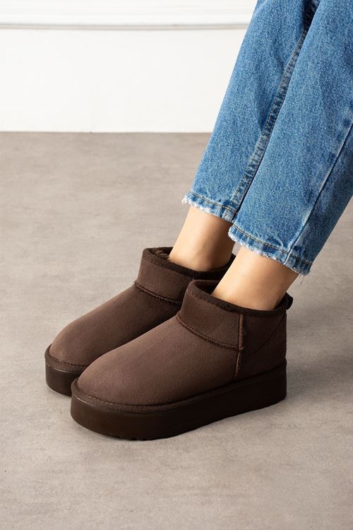 Ricardo Kahverengi Yüksek Tabanlı Kürklü Süet Kadın Bot