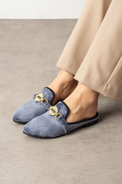 Lunia Gri Kısa Tüylü Elegant Nişan Çeyiz Bohça Misafir Ev Terliği