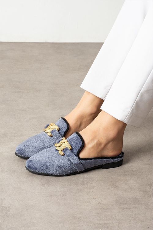 Velza Gri Kısa Tüylü Elegant Nişan Çeyiz Bohça Misafir Ev Terliği