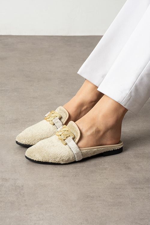 Velza Bej Kısa Tüylü Elegant Nişan Çeyiz Bohça Misafir Ev Terliği