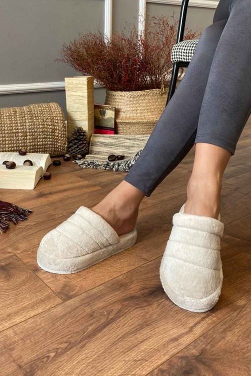 Bony Bej Önü Kapalı Sarma Tabanlı Ev Terliği