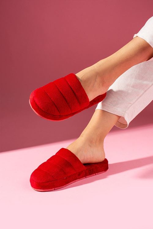 Bony Kırmızı Önü Kapalı Sarma Tabanlı Ev Terliği