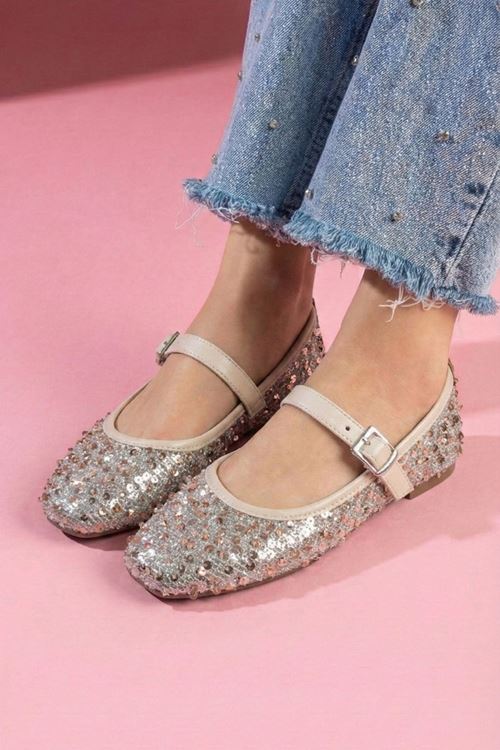 Solaro Bej Pullu Payetli Nikel Tokalı Tek Bant Babet