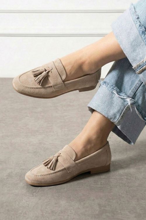 Savona Vizon Süet Püskül Detaylı Loafer Babet Günlük Ayakkabı
