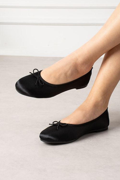 Lumia Siyah Saten Mini Fiyonklu Babet