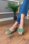 Summer   Mint Yeşili   Büzgülü  Taş İşlemeli  Arkası  Lastikli   Sandalet