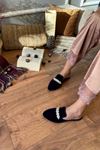  Lima Lacivert Tek Şerit Taş İşlemeli Önü Kapalı Elegant Ev Terliği 