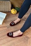 Raven Bordo Kare Taş işleme Detaylı Elegant Ev Babeti