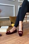 Lazyo Bordo Dikdörtgen Toka Detaylı Tüylü Elegant Ev Babeti  