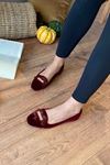 Lazyo Bordo Dikdörtgen Toka Detaylı Tüylü Elegant Ev Babeti  