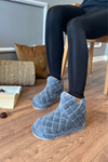 Freya Gri Baklava Desenli  Comfort Ev Botu 