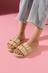 Riyan Bej Yüksek Tabanlı Zincir Kemerli   Terlik
