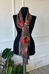 Shawl Açık Kahverengi Desenli İnce Atkı & Şal  