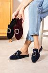 Spector Bordo   Kare Tokalı Önü Kapalı Elegant  Ev Terliği  
