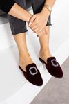 Spector Bordo   Kare Tokalı Önü Kapalı Elegant  Ev Terliği  