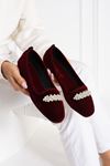 Luster Bordo Salkım Taş Detaylı Elegant Ev Babeti  