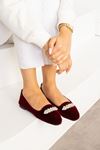 Luster Bordo Salkım Taş Detaylı Elegant Ev Babeti  